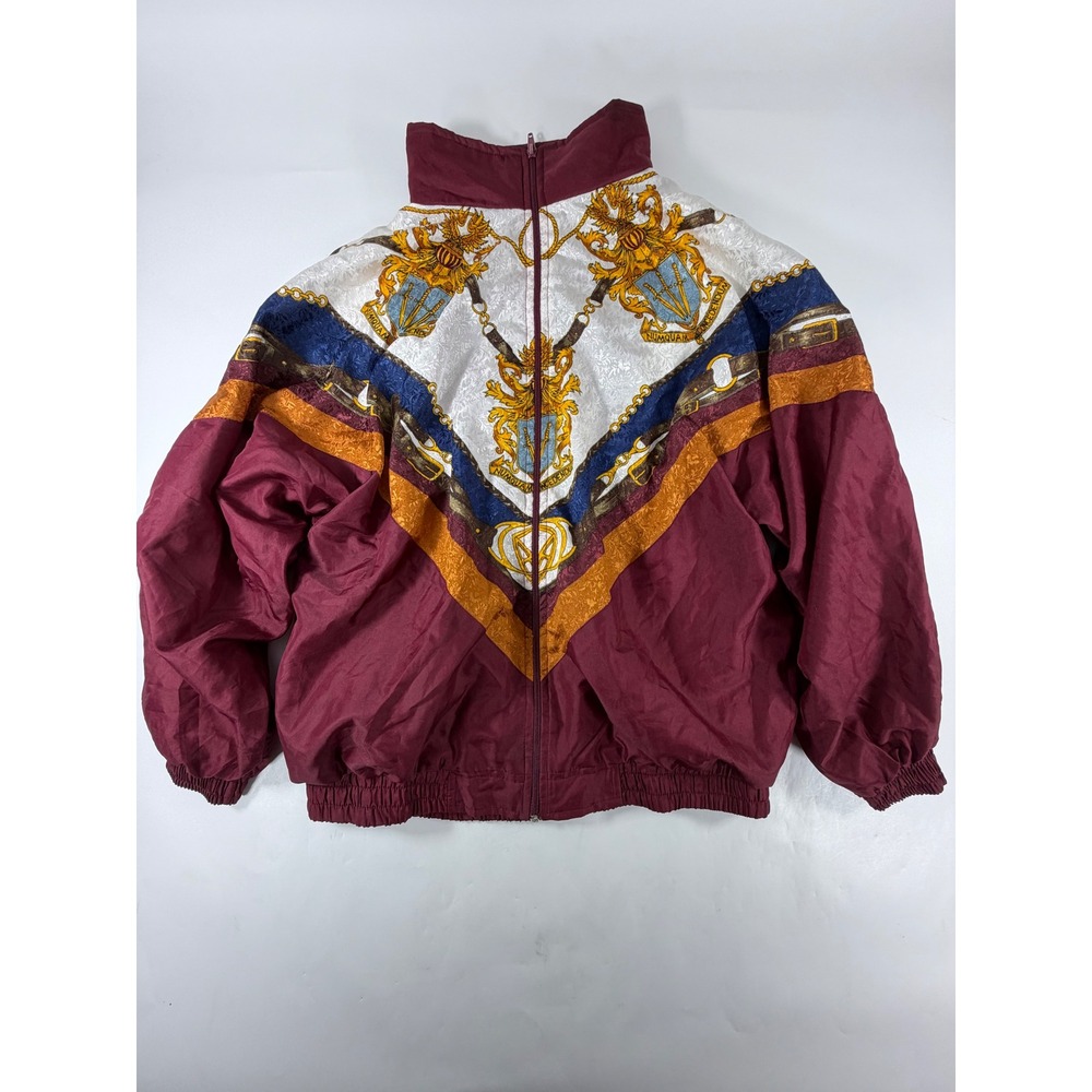 South Harbour Activewear Vintage Crest Chain Print Windbreaker Burgundy Medium